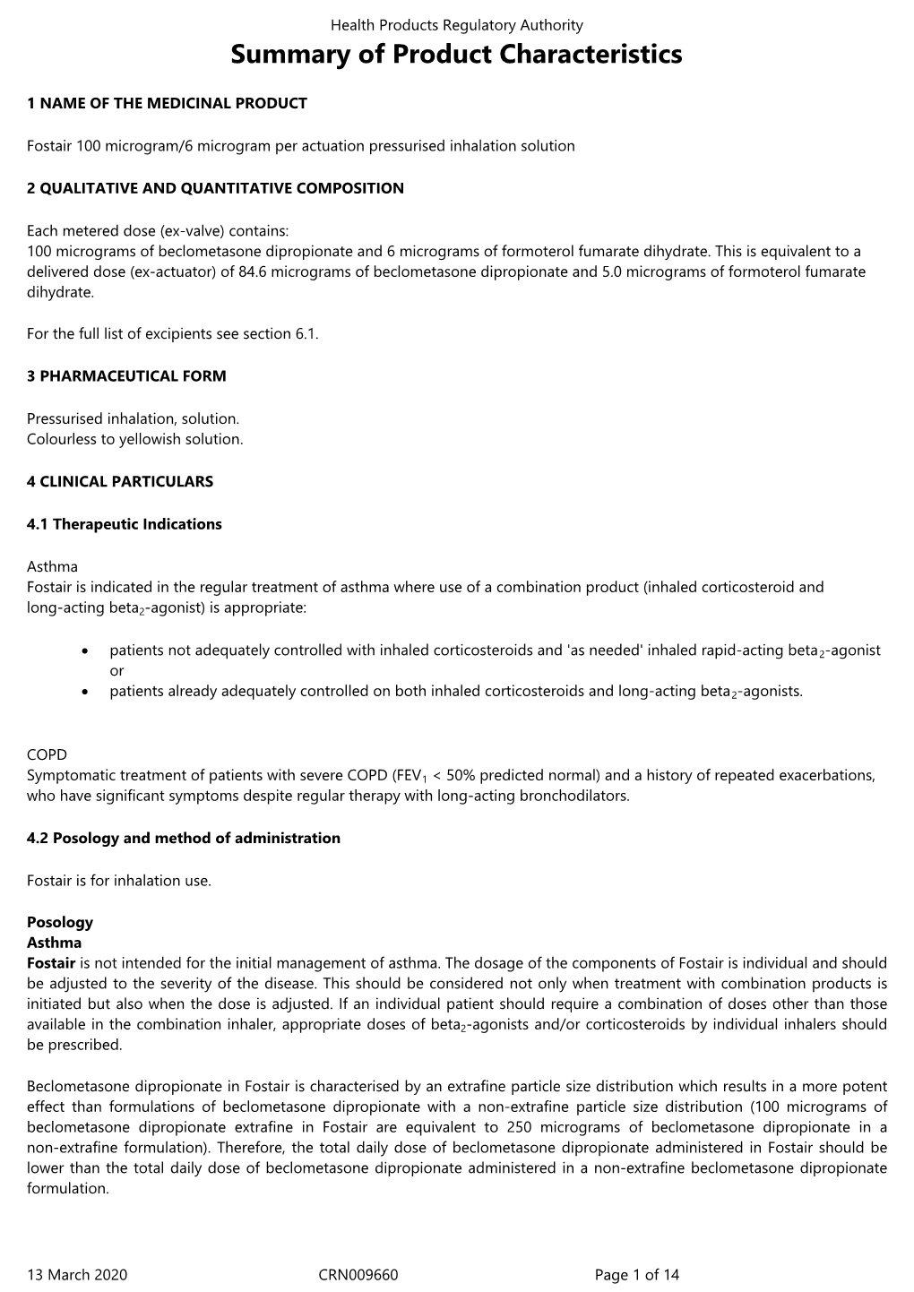 Summary of Product Characteristics