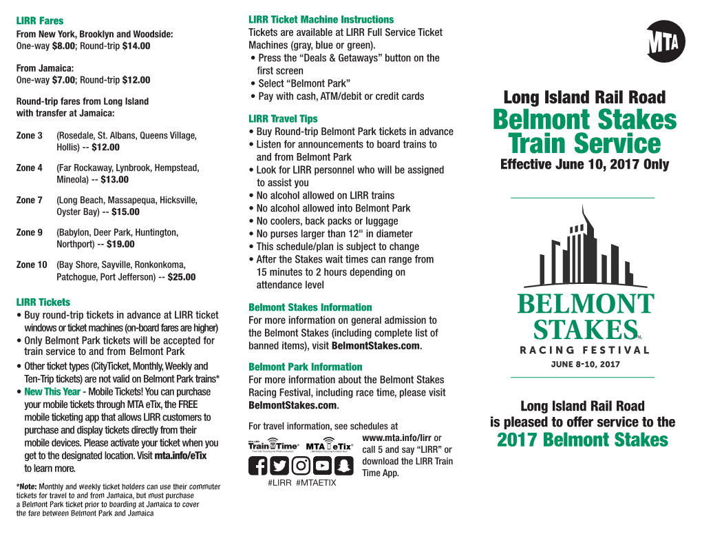 Belmont Stakes Train Service