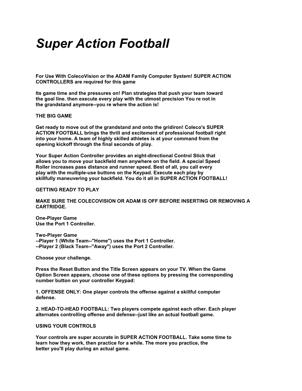 Super Action Football