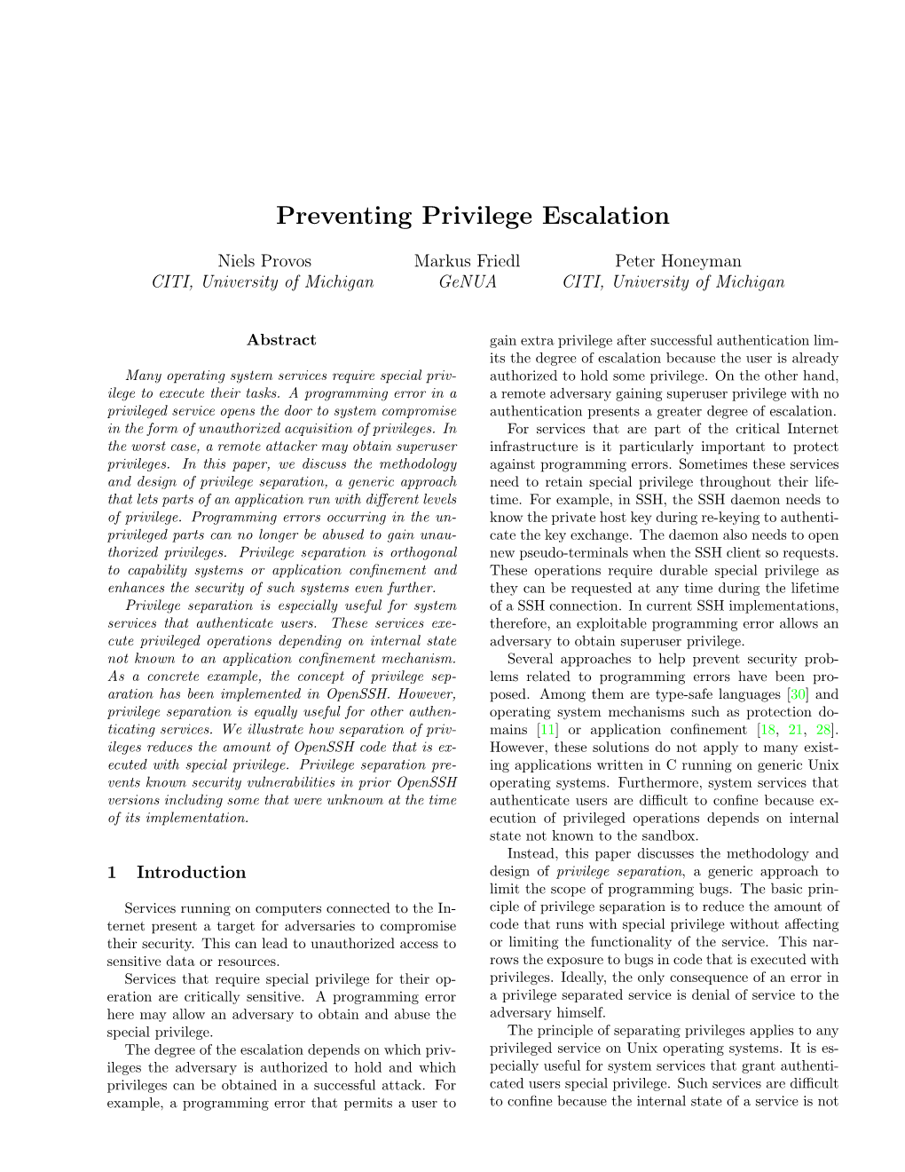 Preventing Privilege Escalation