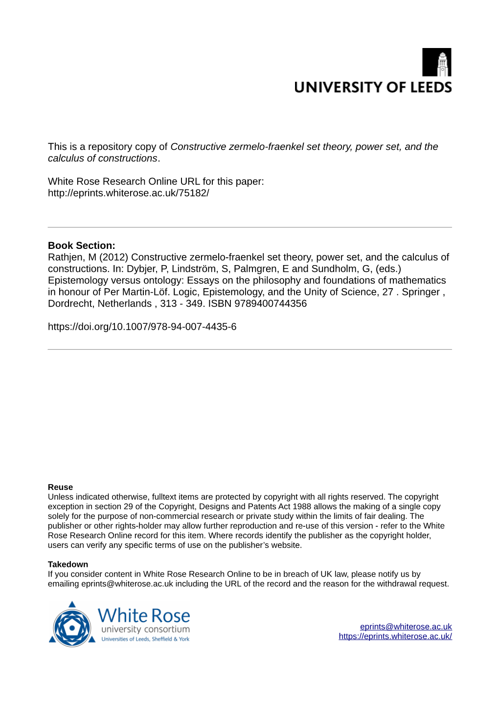 Constructive Zermelo-Fraenkel Set Theory, Power Set, and the Calculus of Constructions