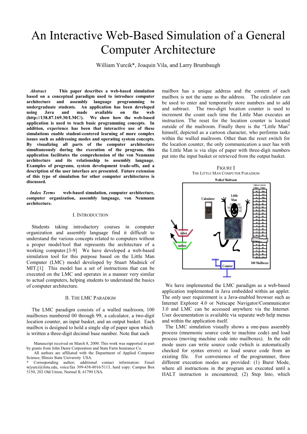 An Interactive Web-Based Simulation of a General Computer Architecture