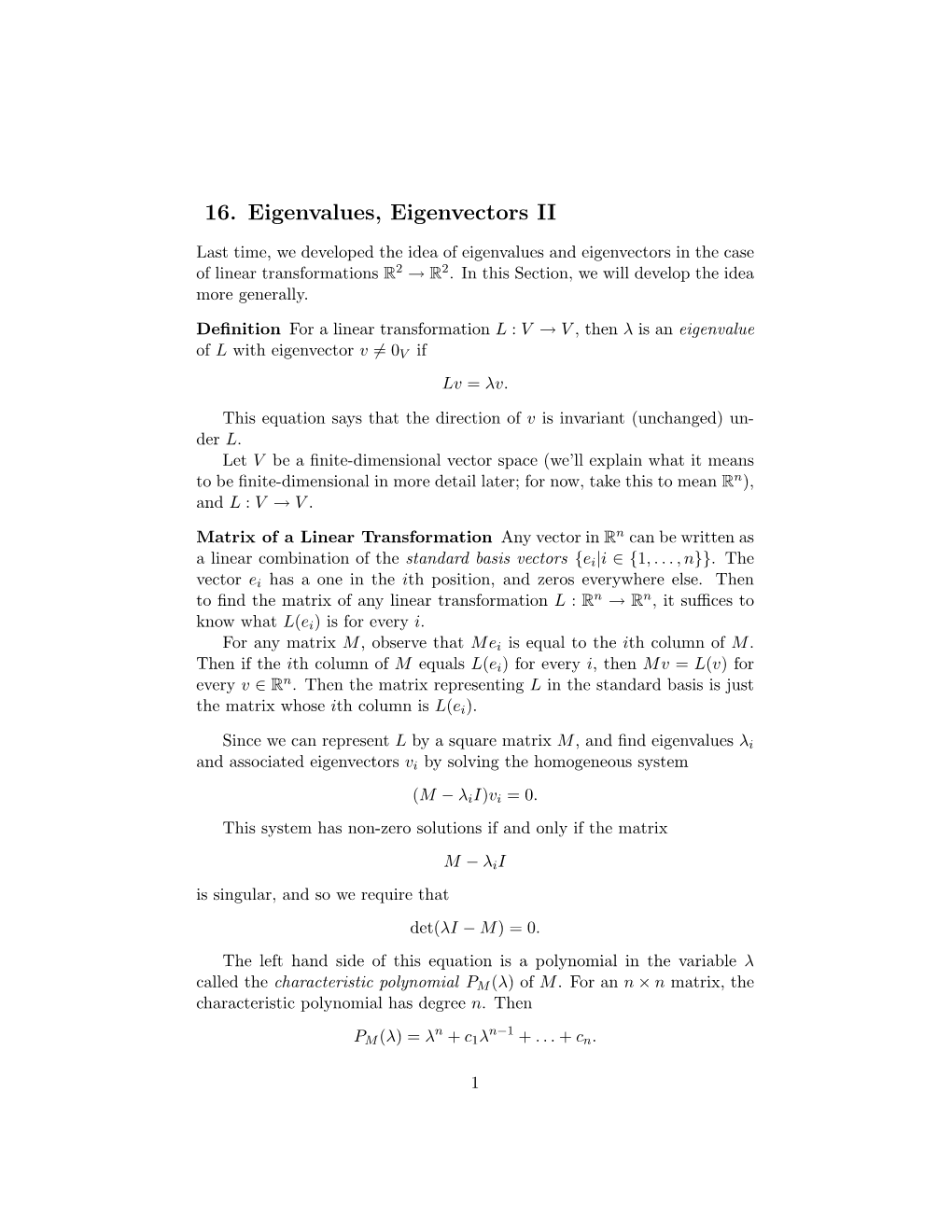 16. Eigenvalues, Eigenvectors II