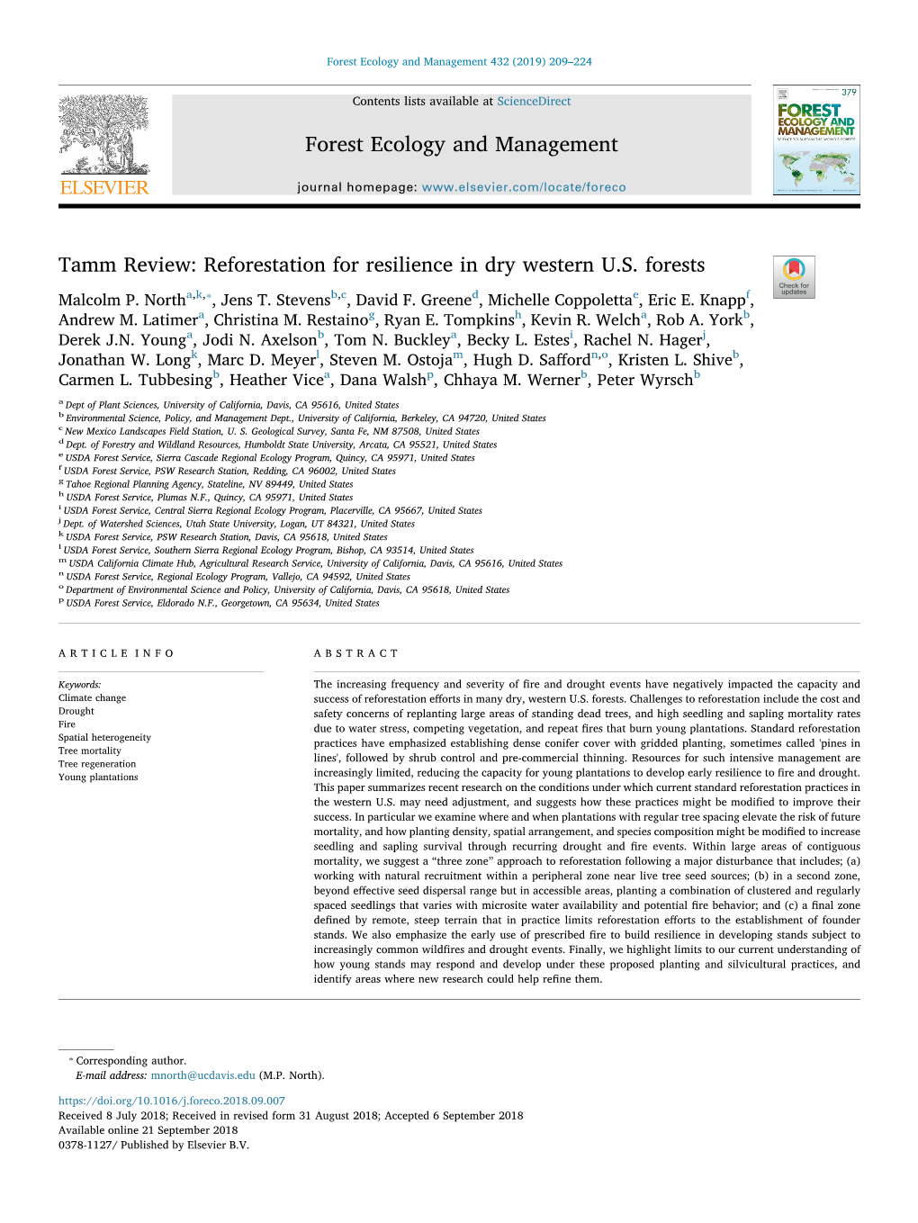 Tamm Review Reforestation for Resilience in Dry Western U.S. Forests