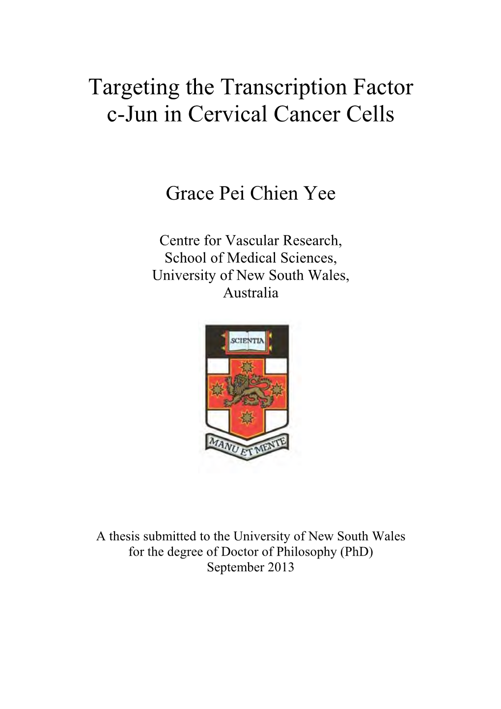 Targeting the Transcription Factor C-Jun in Cervical Cancer Cells