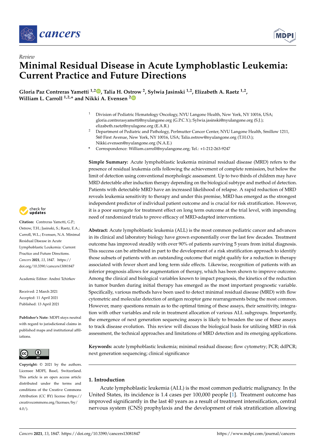 Minimal Residual Disease in Acute Lymphoblastic Leukemia: Current Practice and Future Directions