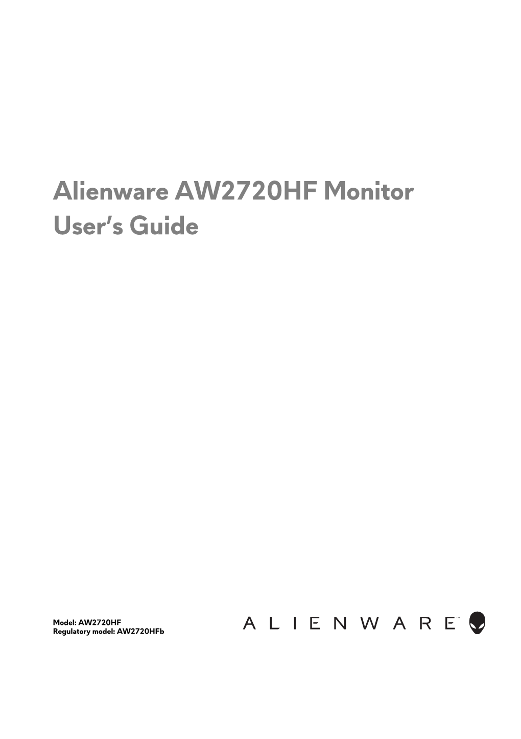 Alienware AW2720HF Monitor User's Guide