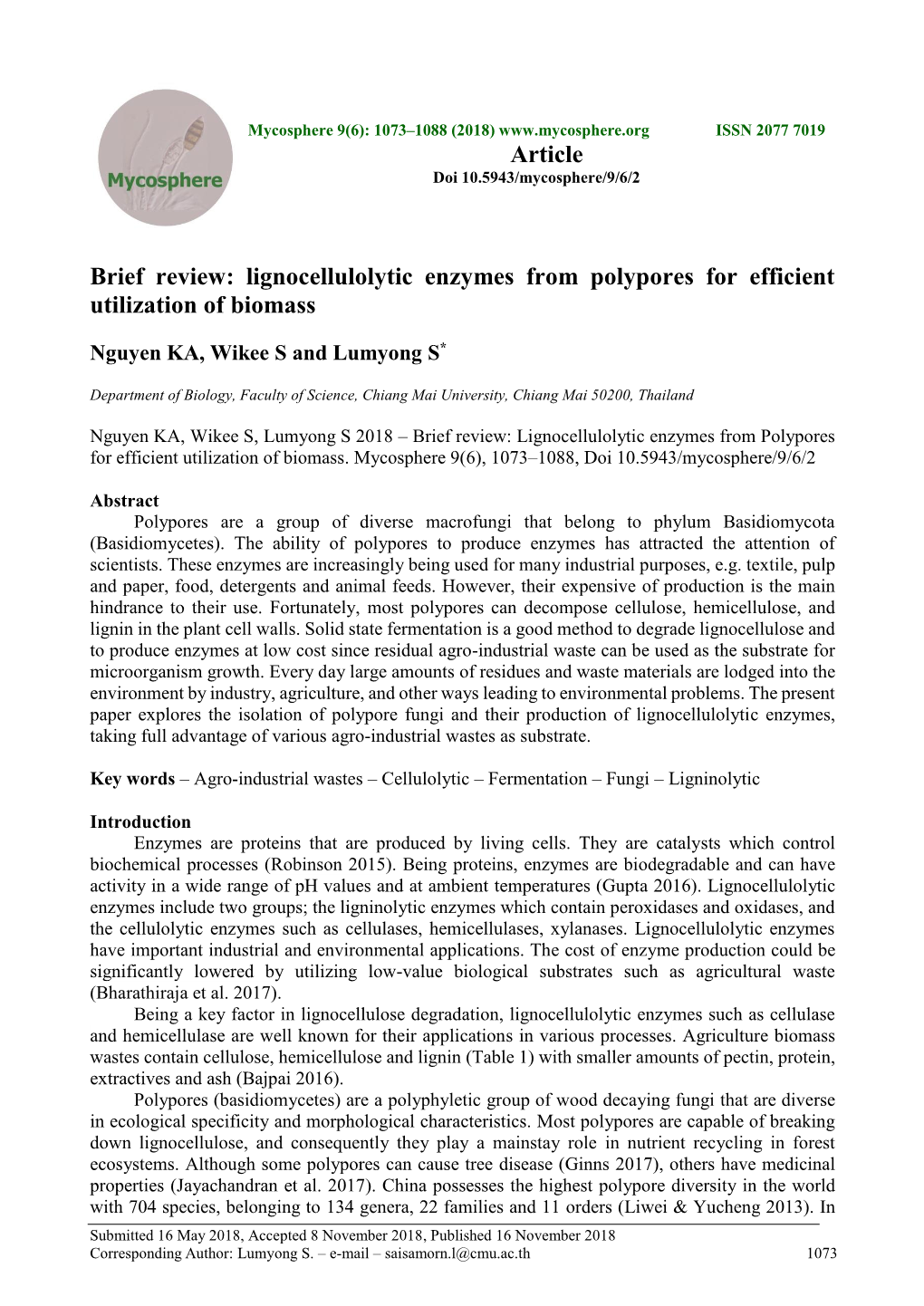 Brief Review: Lignocellulolytic Enzymes from Polypores for Efficient Utilization of Biomass