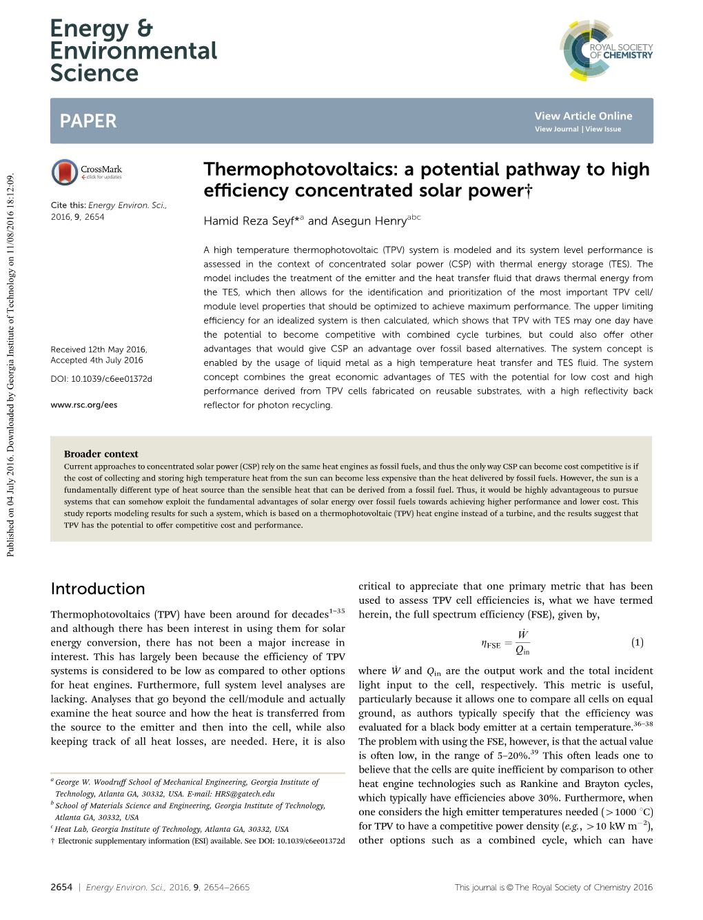 A Potential Pathway to High Efficiency Concentrated Solar Power