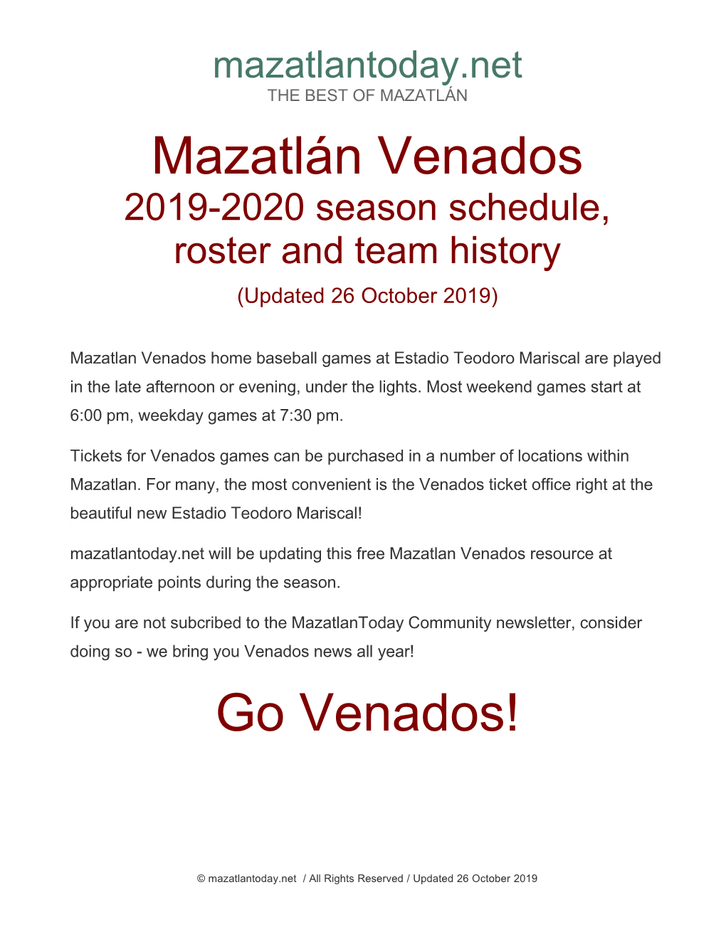 Mazatlan Venados 2019