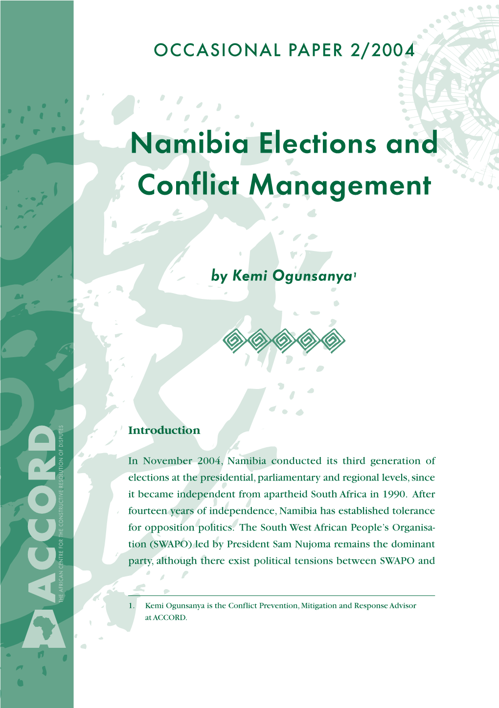 Namibia Elections and Conflict Management