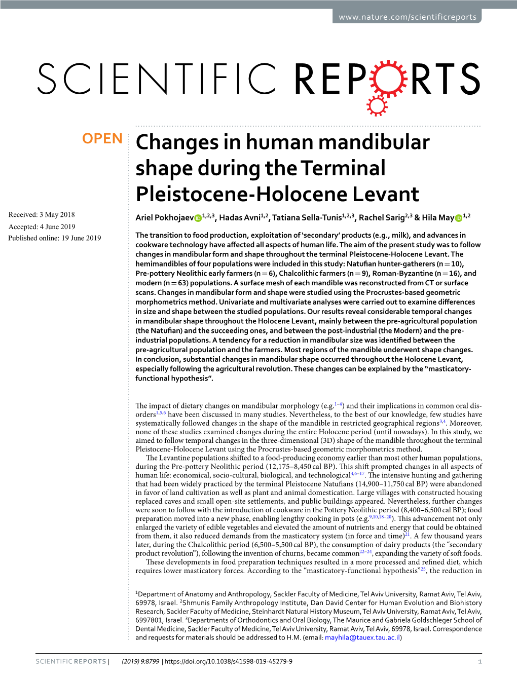 Changes in Human Mandibular Shape During the Terminal Pleistocene