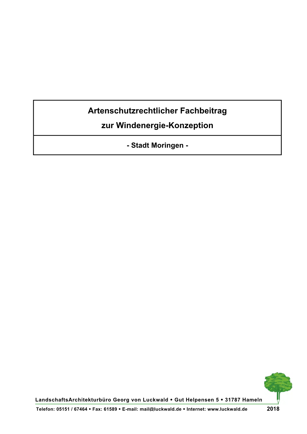 Artenschutzrechtlicher Fachbeitrag Zur Windenergie-Konzeption