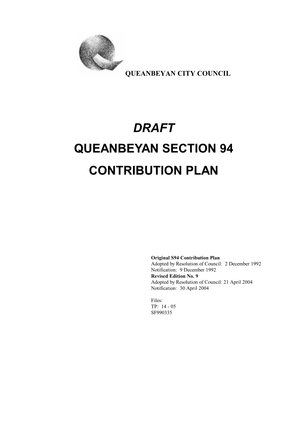 Draft Queanbeyan Section 94 Contribution Plan