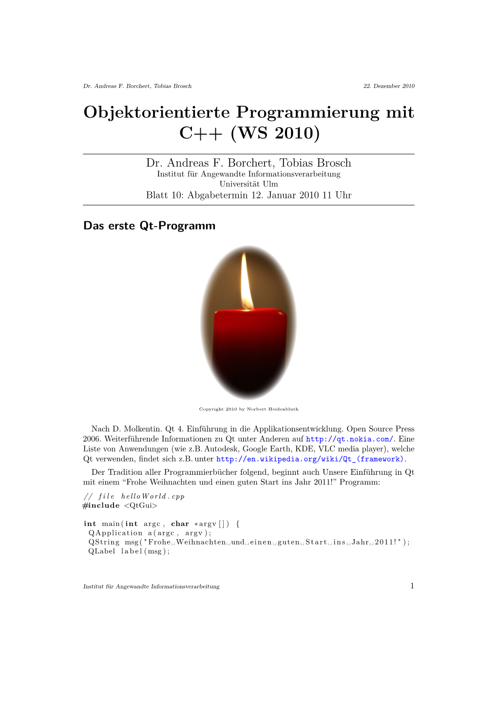 Objektorientierte Programmierung Mit C++ (WS 2010)