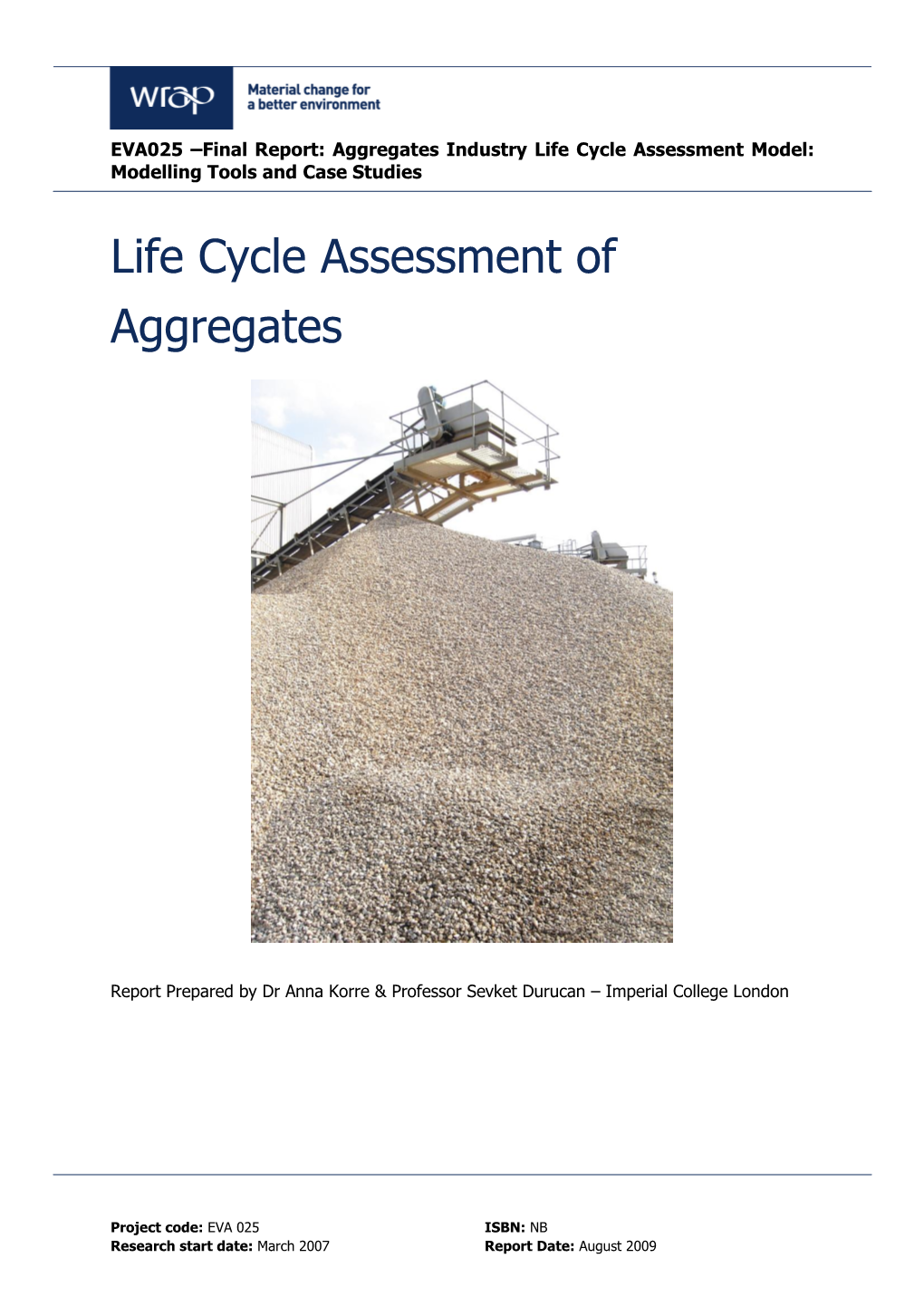 Life Cycle Assessment of Aggregates