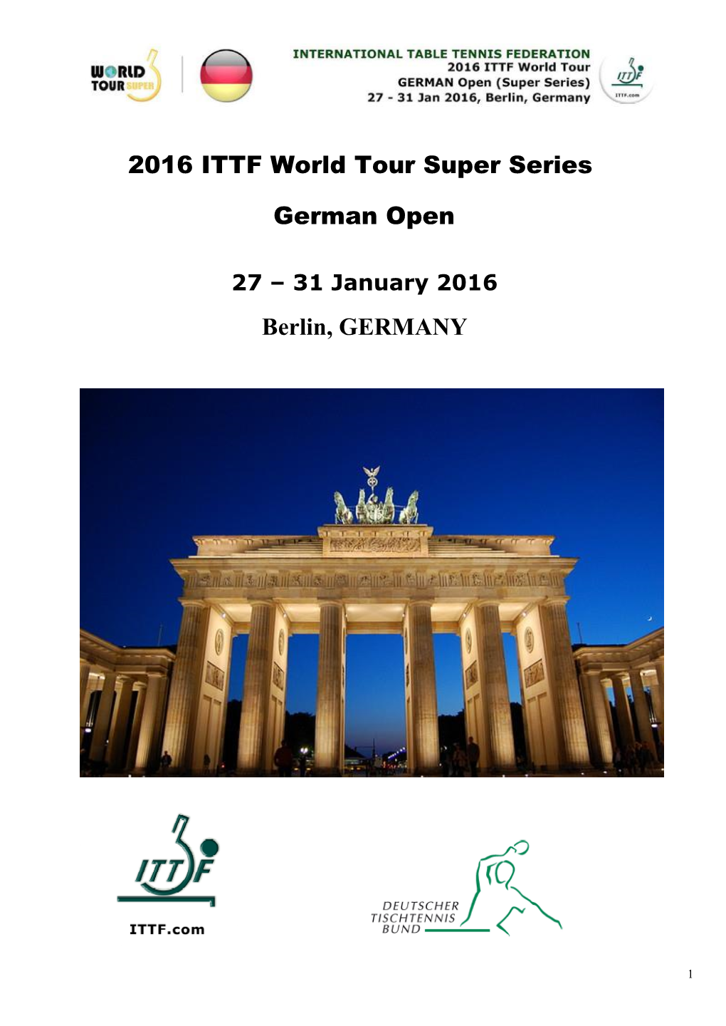 2016 ITTF World Tour Super Series German Open Berlin, GERMANY