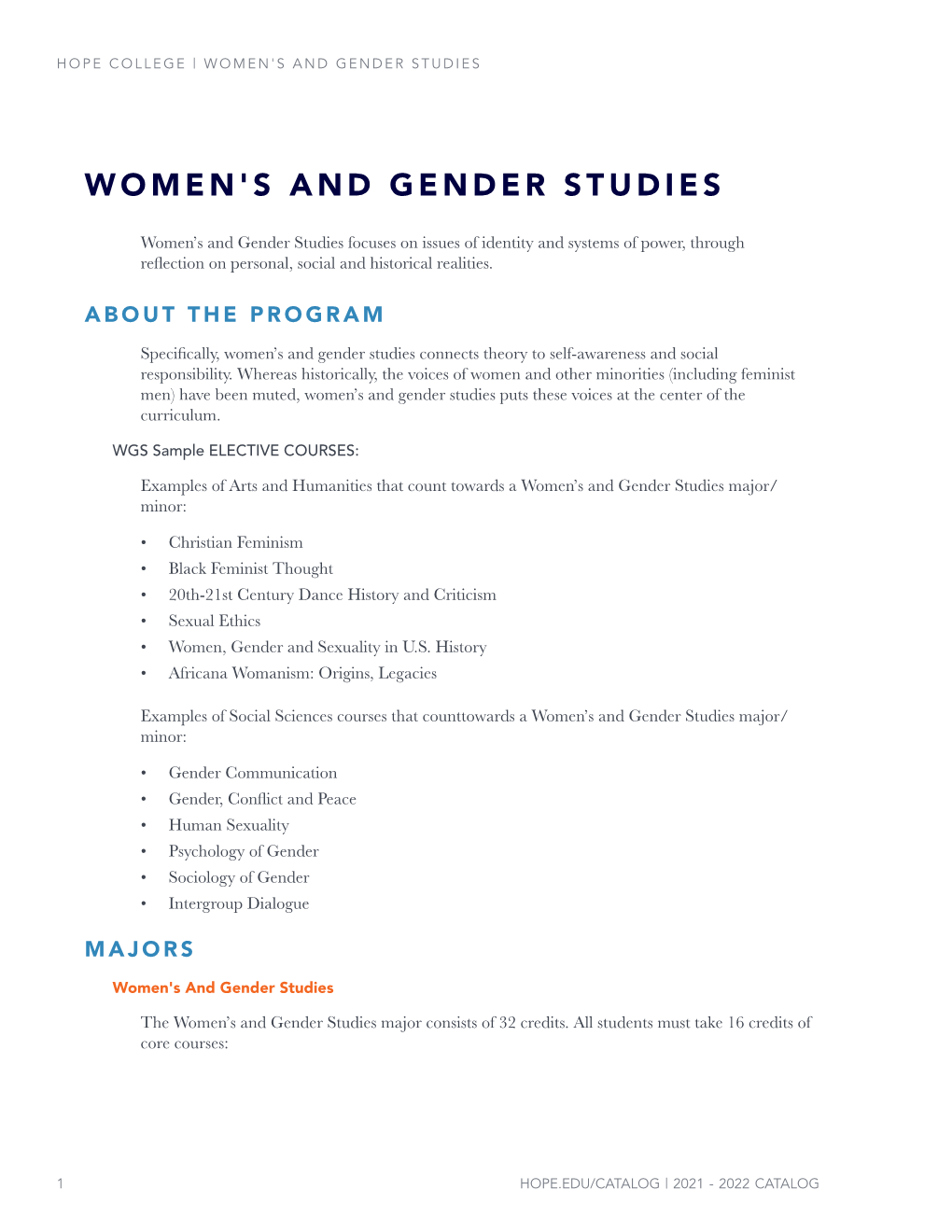 Women's and Gender Studies