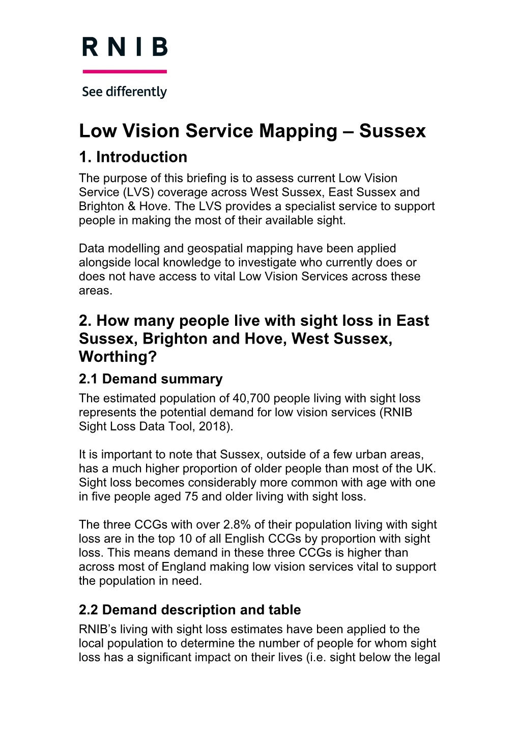 Low Vision Service Mapping – Sussex 1