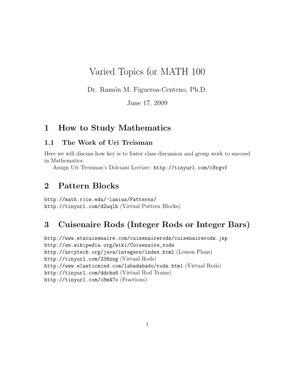 MATH 100 Additional Topics