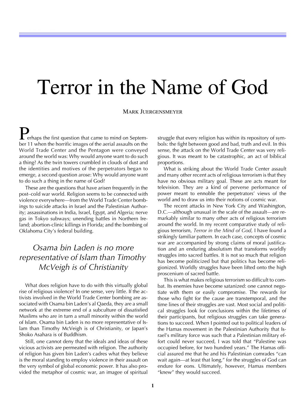 Terror in the Name of God