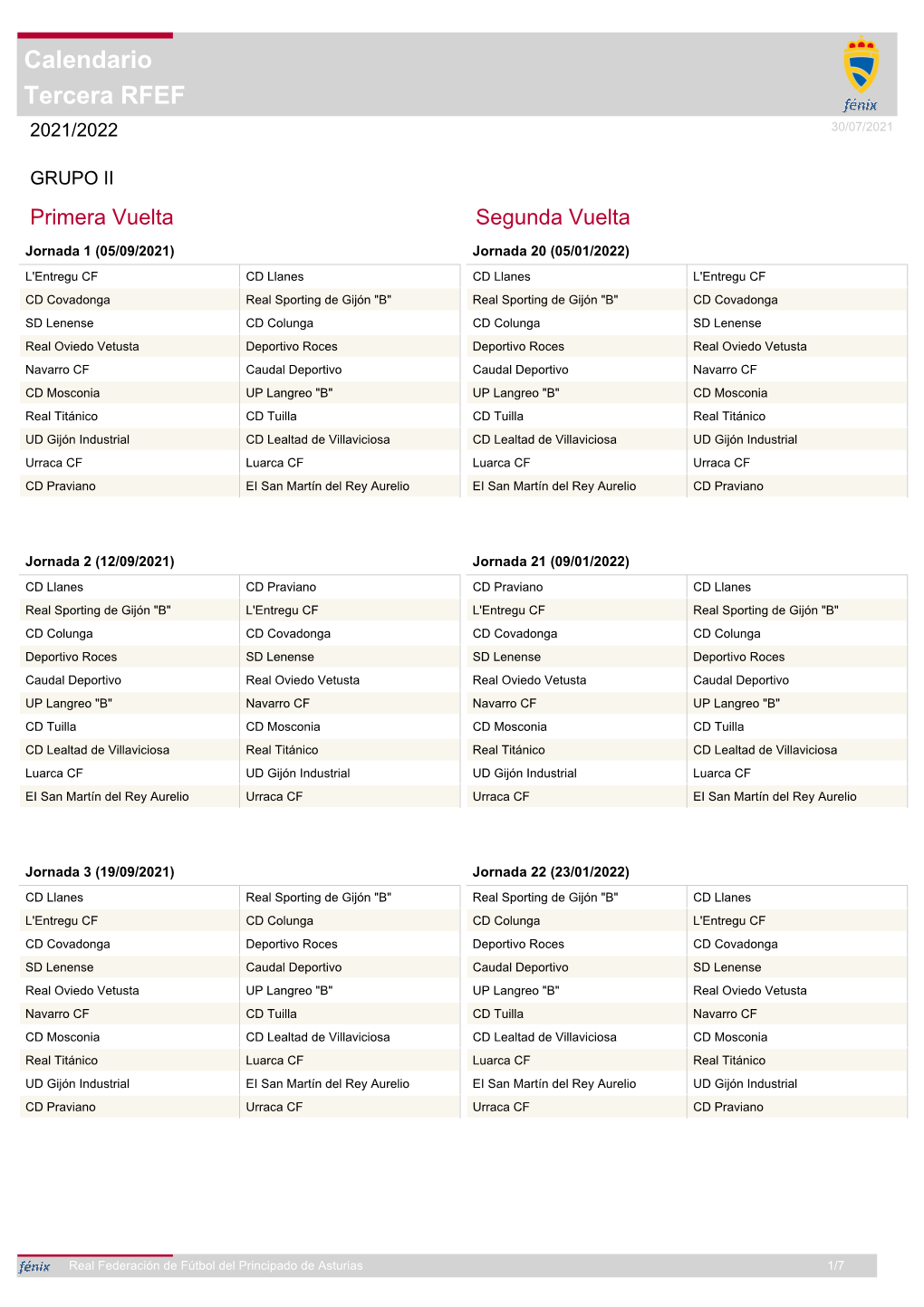 Tercera RFEF Calendario