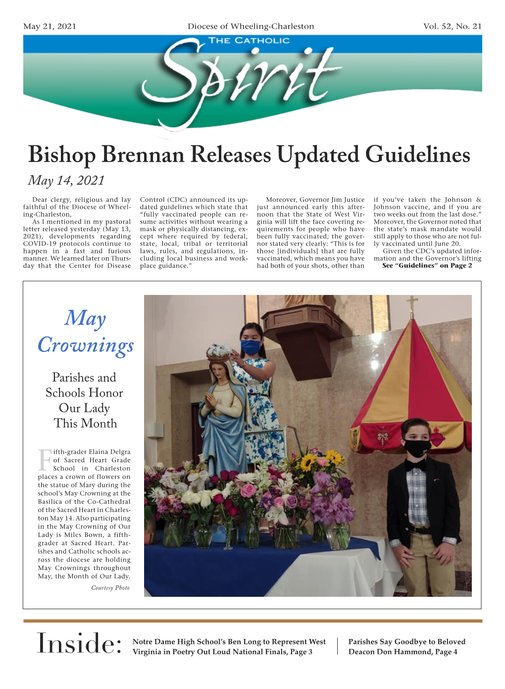 Bishop Brennan Releases Updated Guidelines May 14, 2021