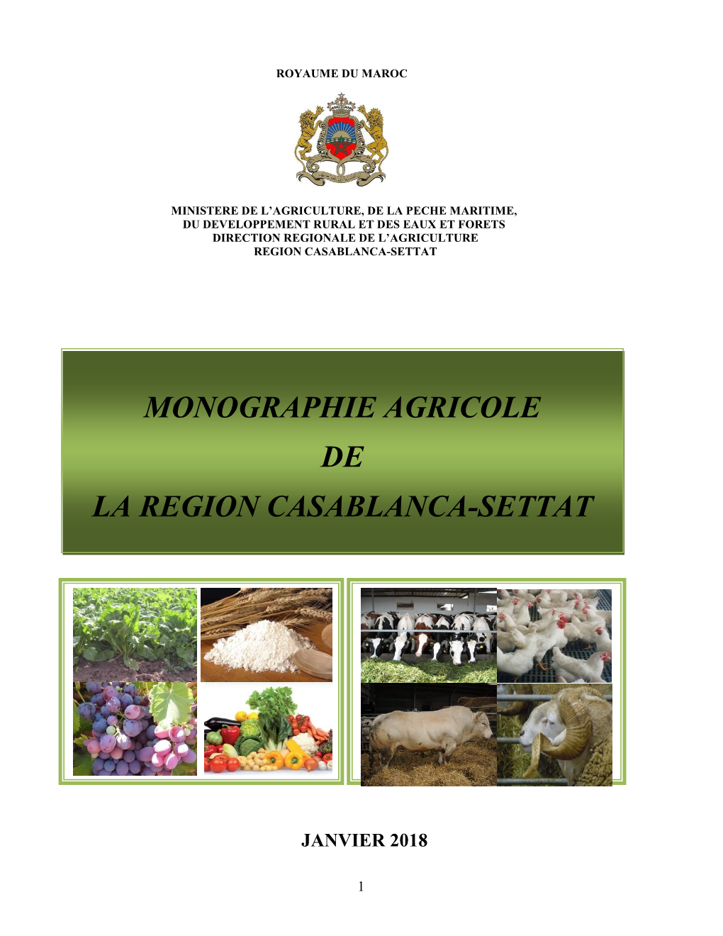 Consulter La Monographie Agricole De La Région De Casablanca-Settat