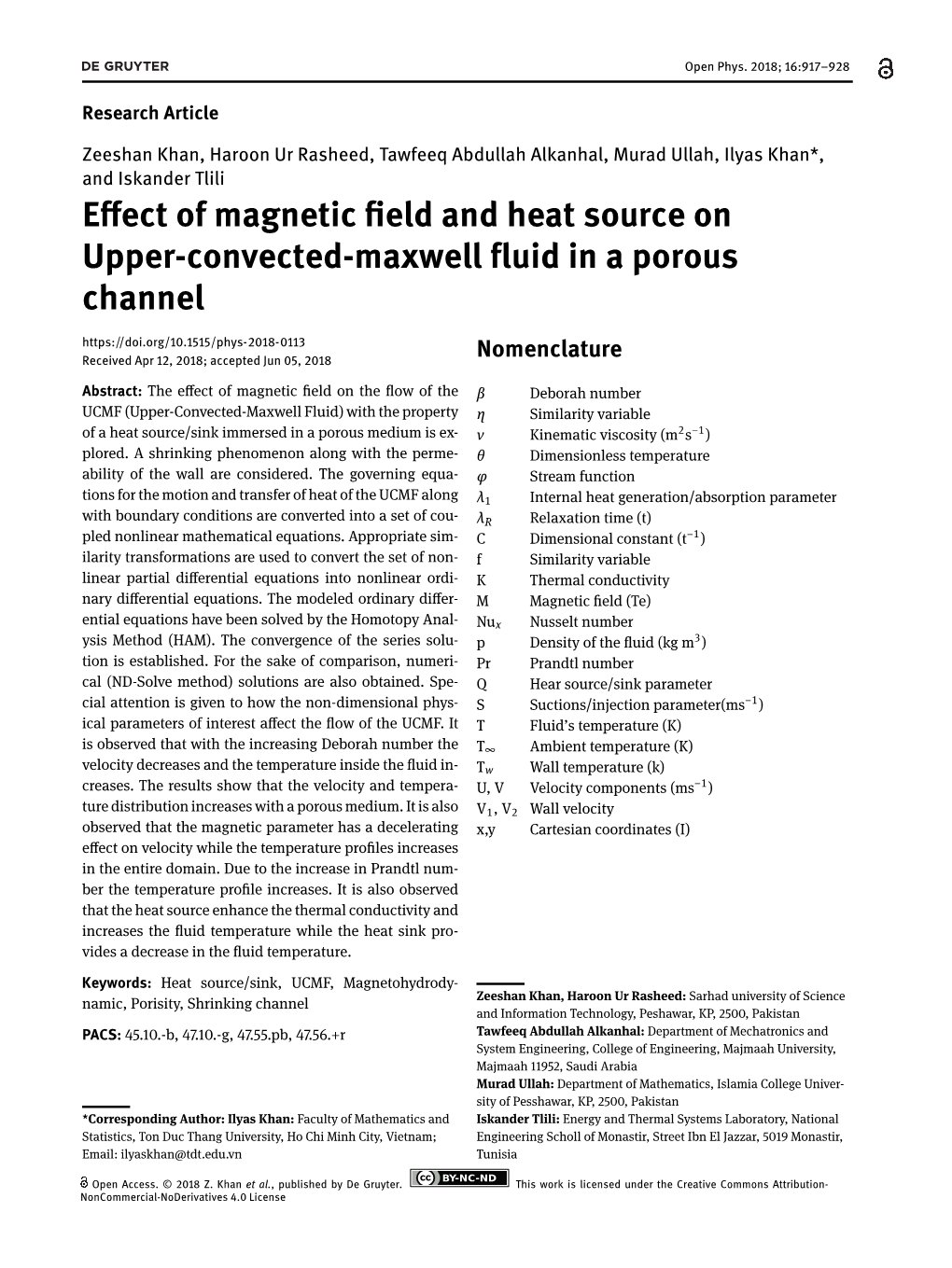 Effect of Magnetic Field and Heat Source on Upper-Convected-Maxwell Fluid in a Porous Channel
