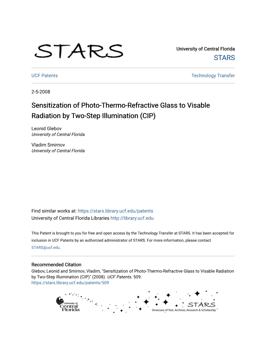 Sensitization of Photo-Thermo-Refractive Glass to Visable Radiation by Two-Step Illumination (CIP)