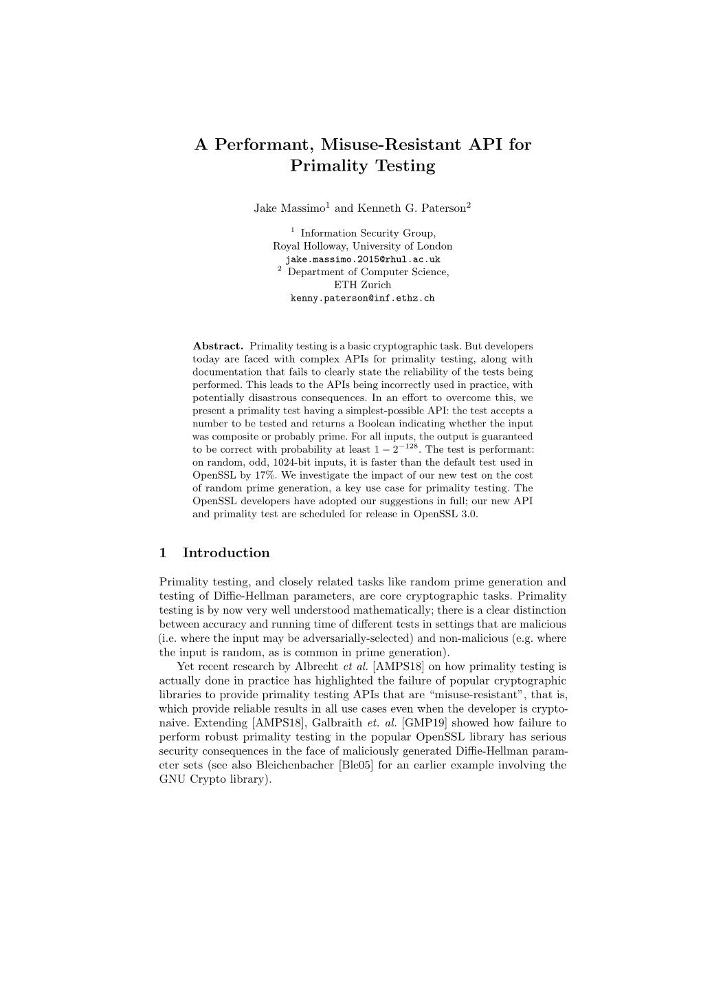 A Performant, Misuse-Resistant API for Primality Testing