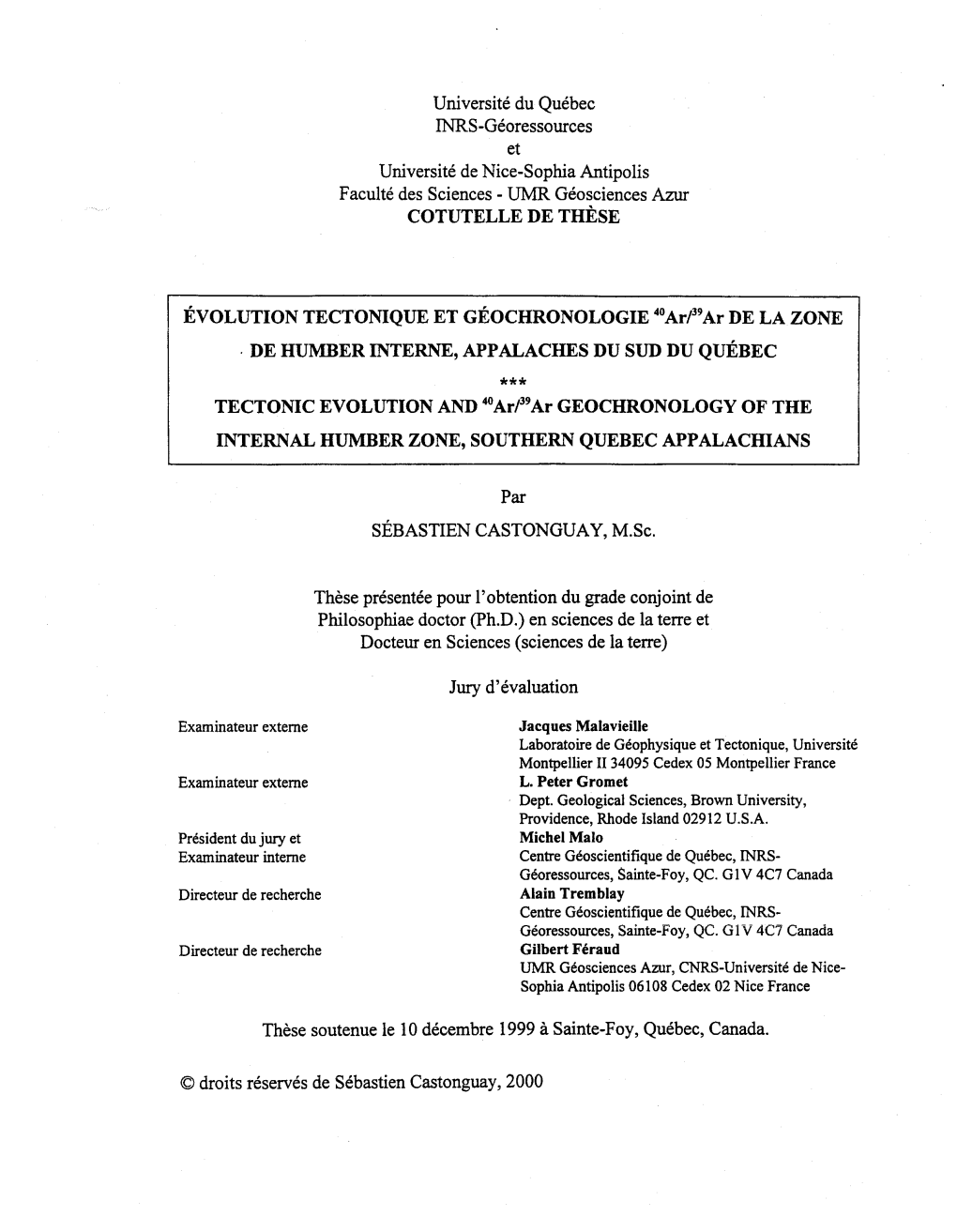 Cotutelle De Thèse Évolution Tectonique Et