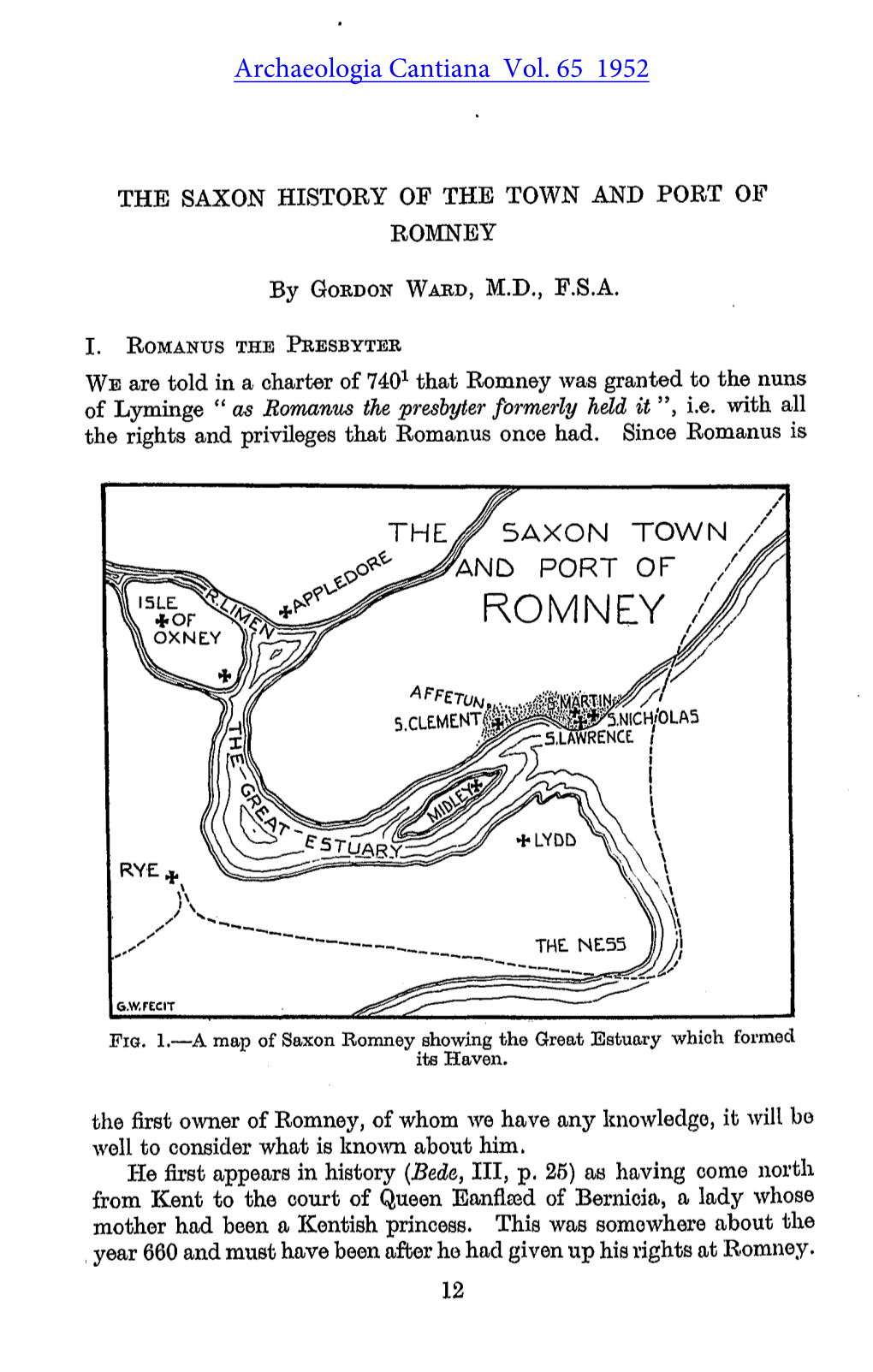 The Saxon History of the Town and Port of Romney