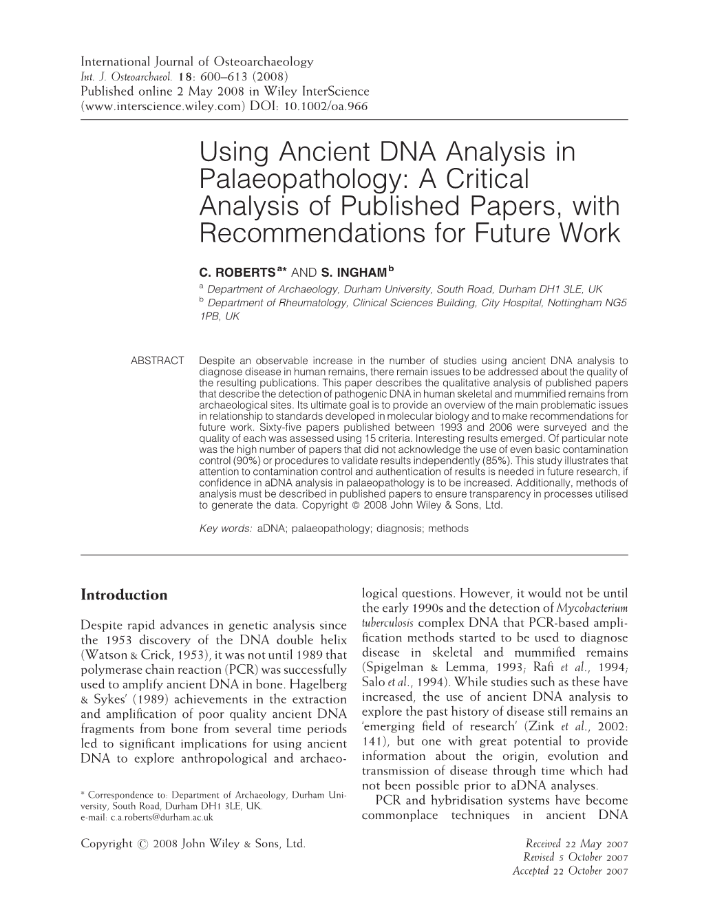 Using Ancient DNA Analysis in Palaeopathology: a Critical Analysis of Published Papers, with Recommendations for Future Work