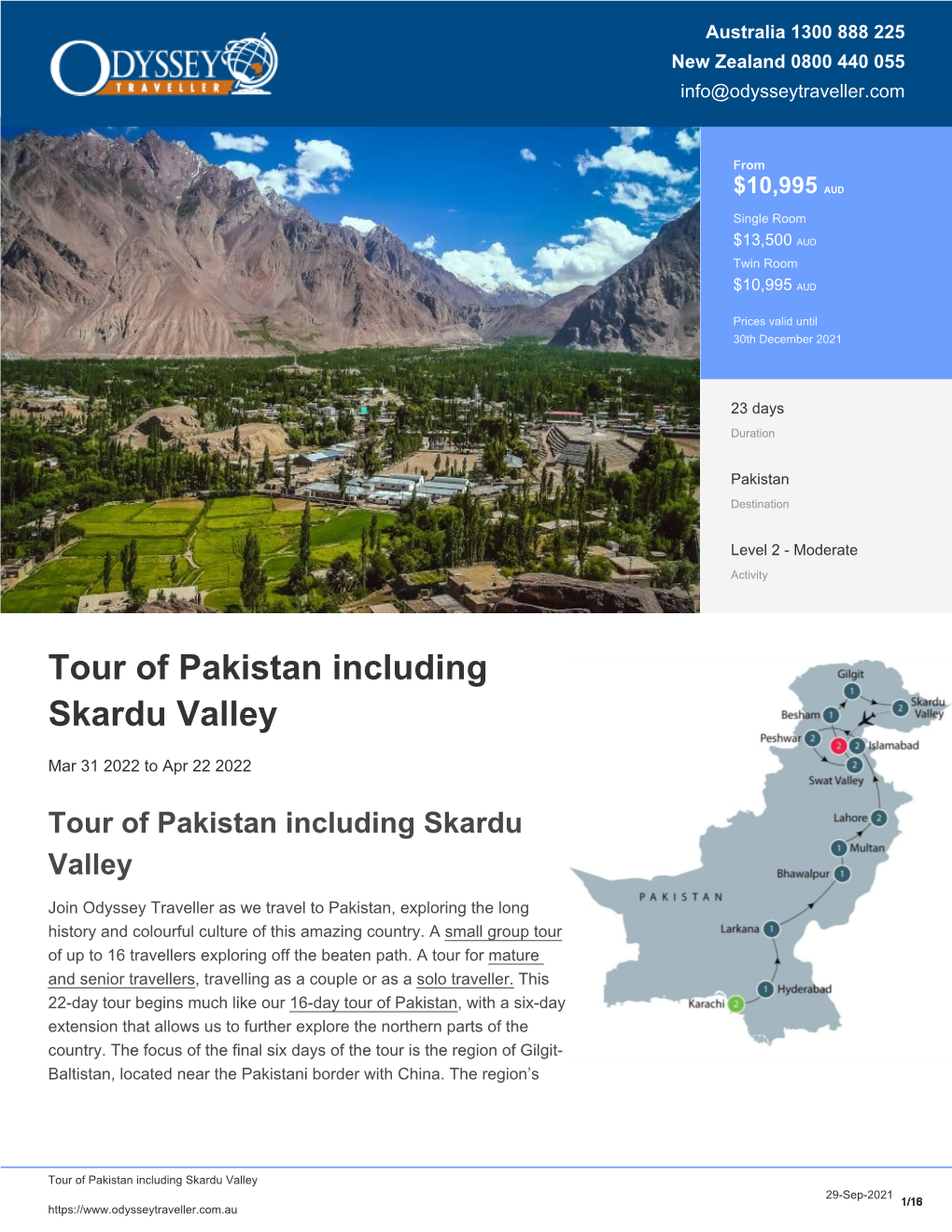 Tour of Pakistan Incl Skardu Valley