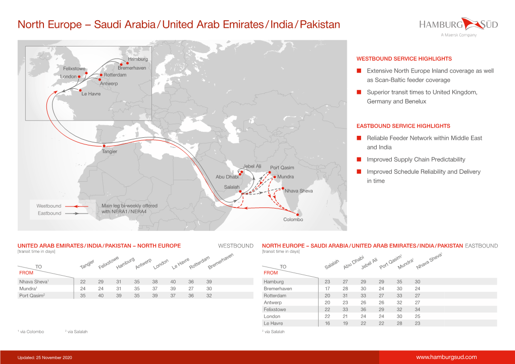 North Europe – Saudi Arabia / United Arab Emirates / India / Pakistan