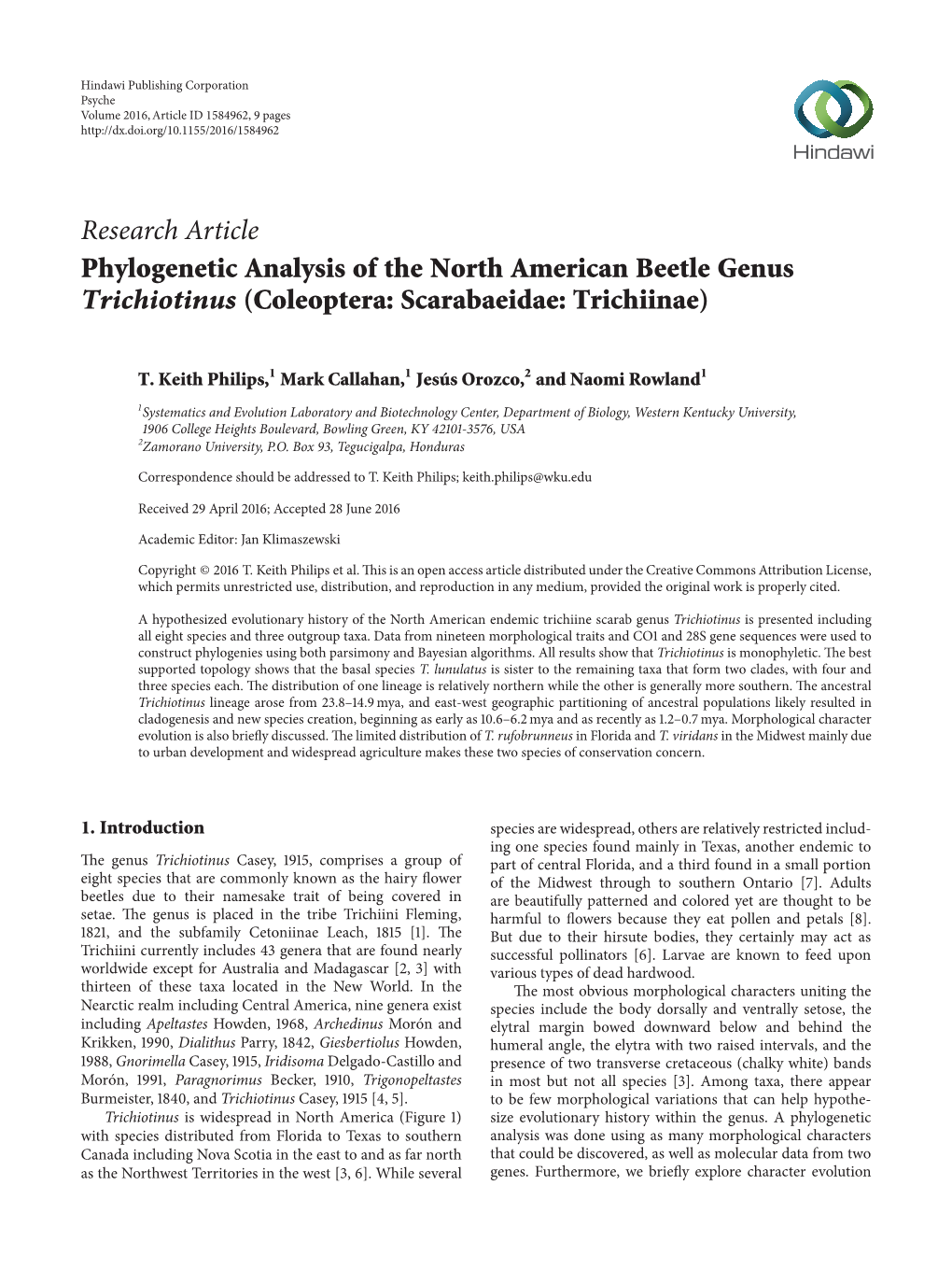 Phylogenetic Analysis of the North American Beetle Genus Trichiotinus (Coleoptera: Scarabaeidae: Trichiinae)