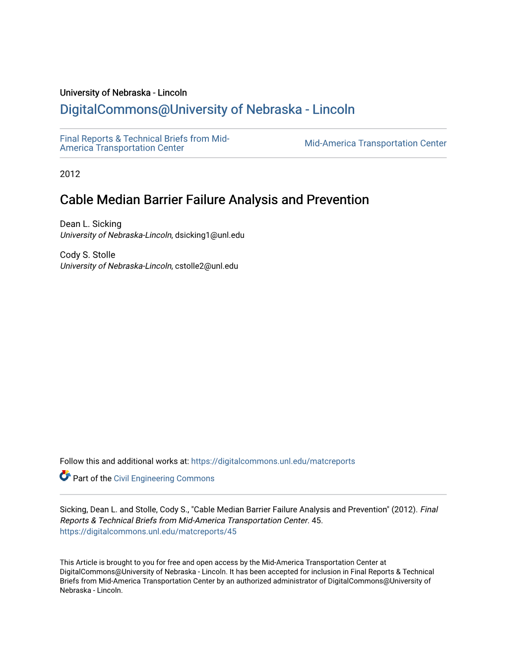 Cable Median Barrier Failure Analysis and Prevention