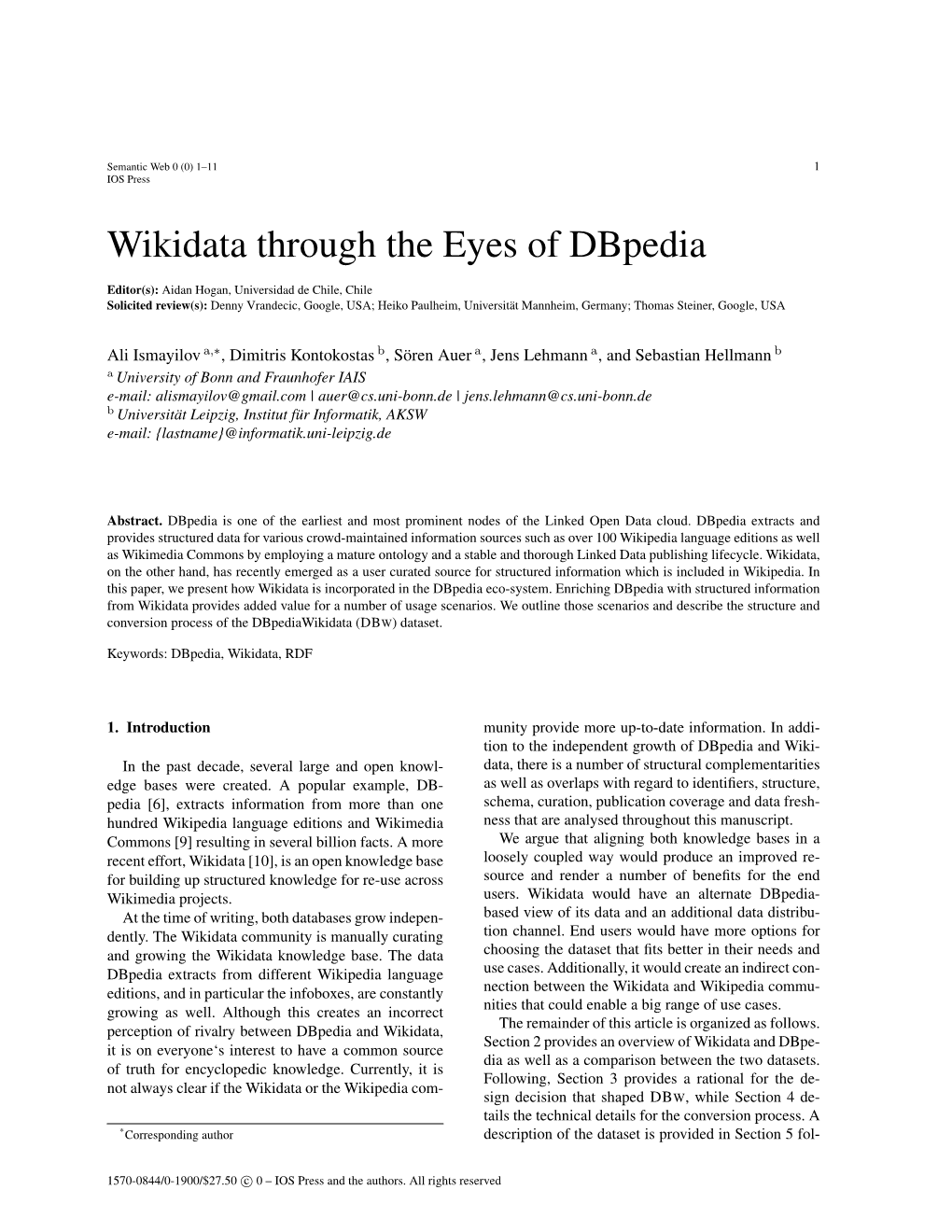 Wikidata Through the Eyes of Dbpedia