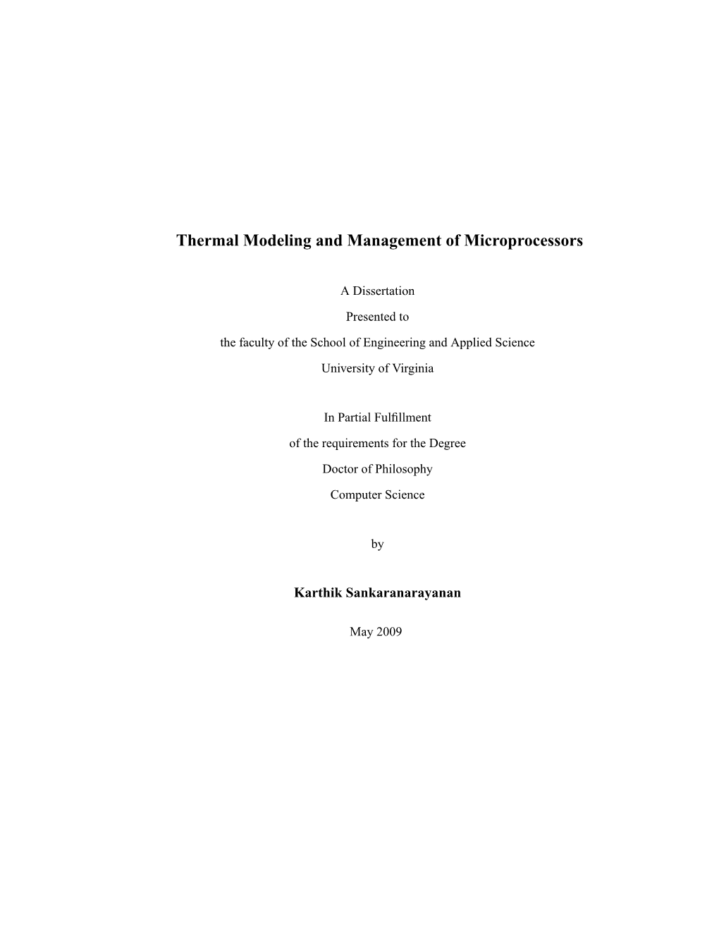 Thermal Modeling and Management of Microprocessors