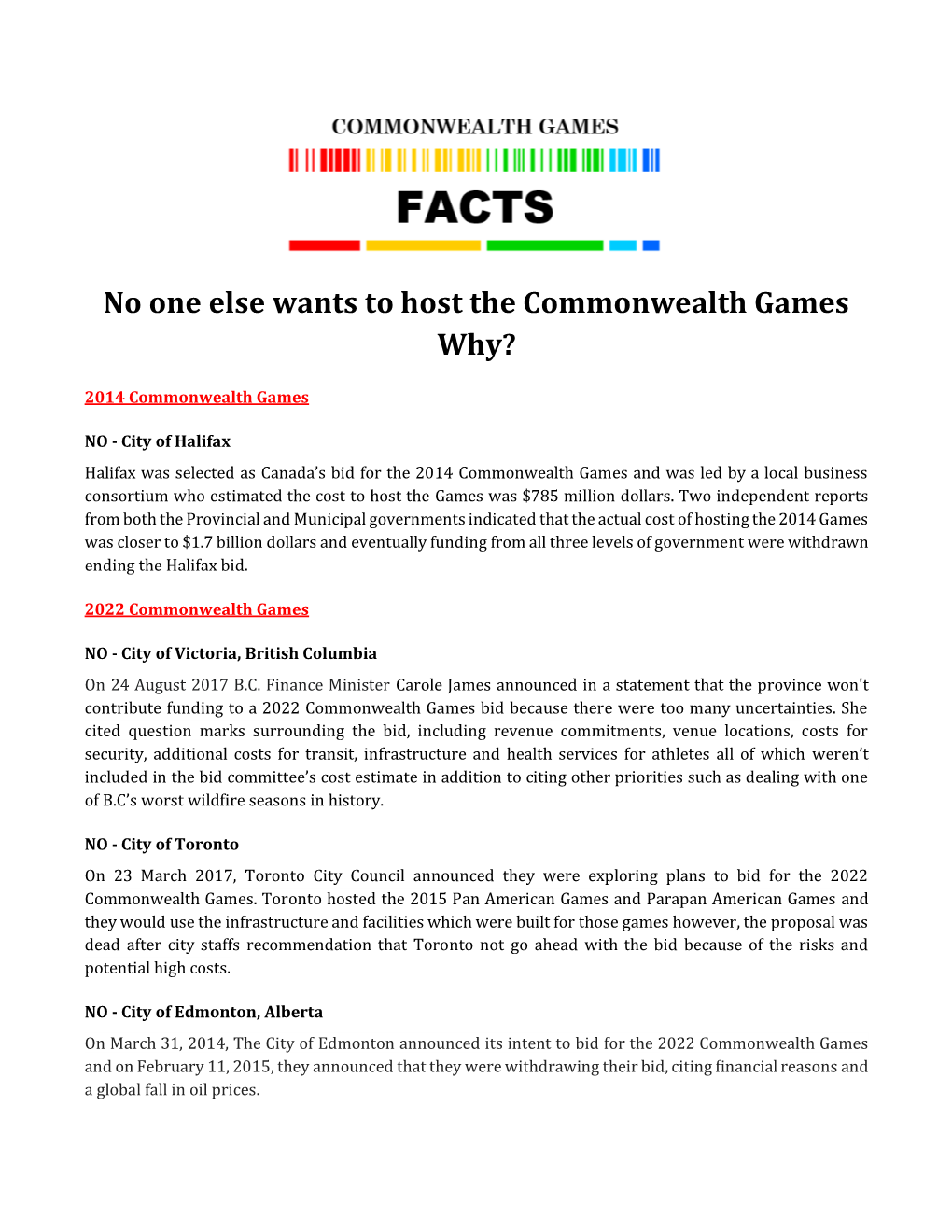 No One Else Wants to Host the Commonwealth Games Why?