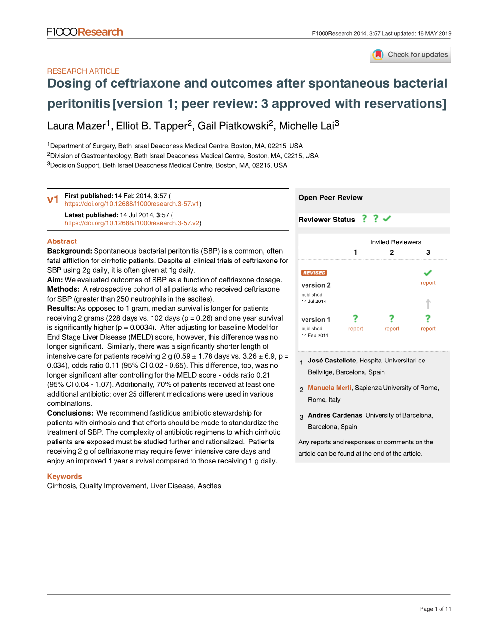 Peritonitis[Version 1; Peer Review: 3 Approved with Reservations]