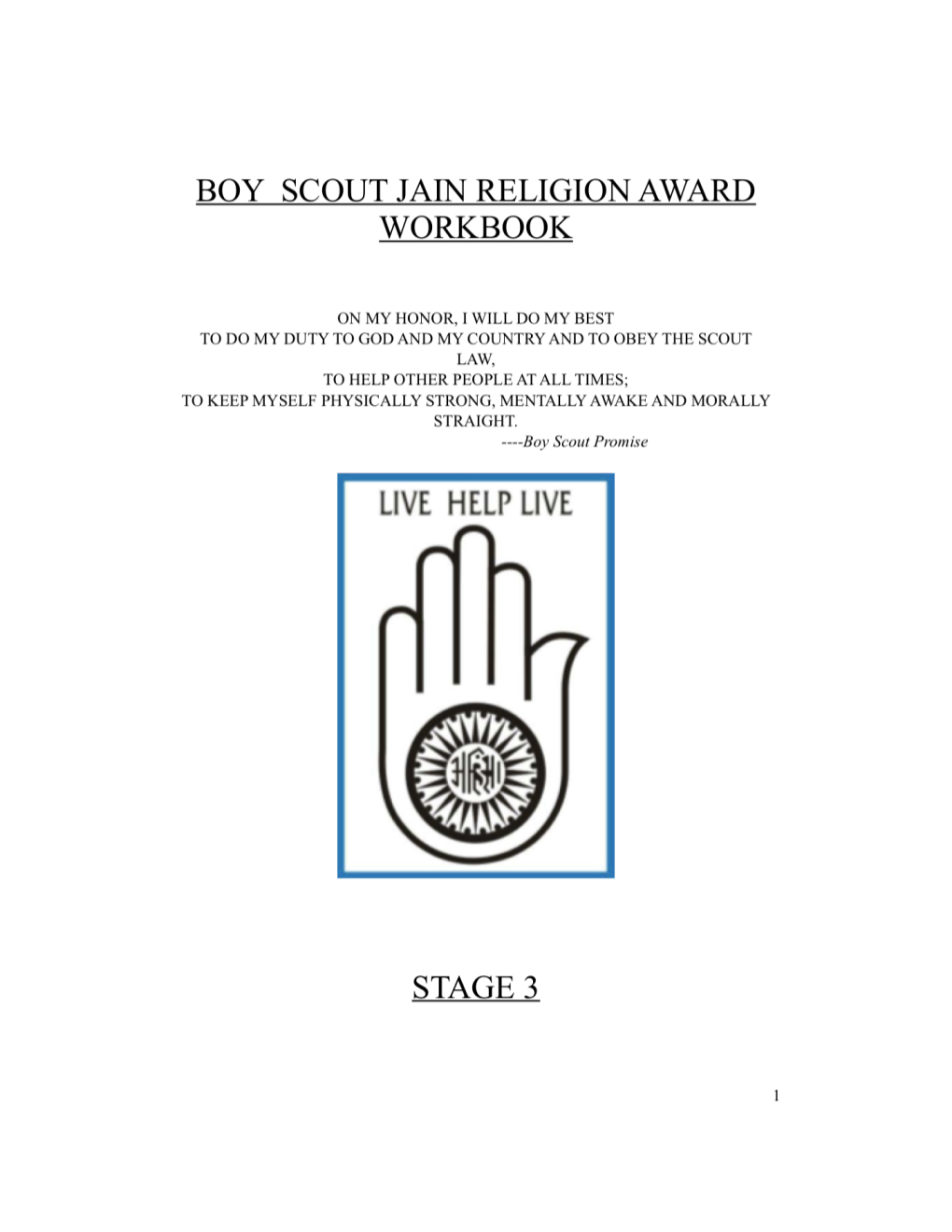 Jain Award Boy Scout Workbook Blue Stage 3