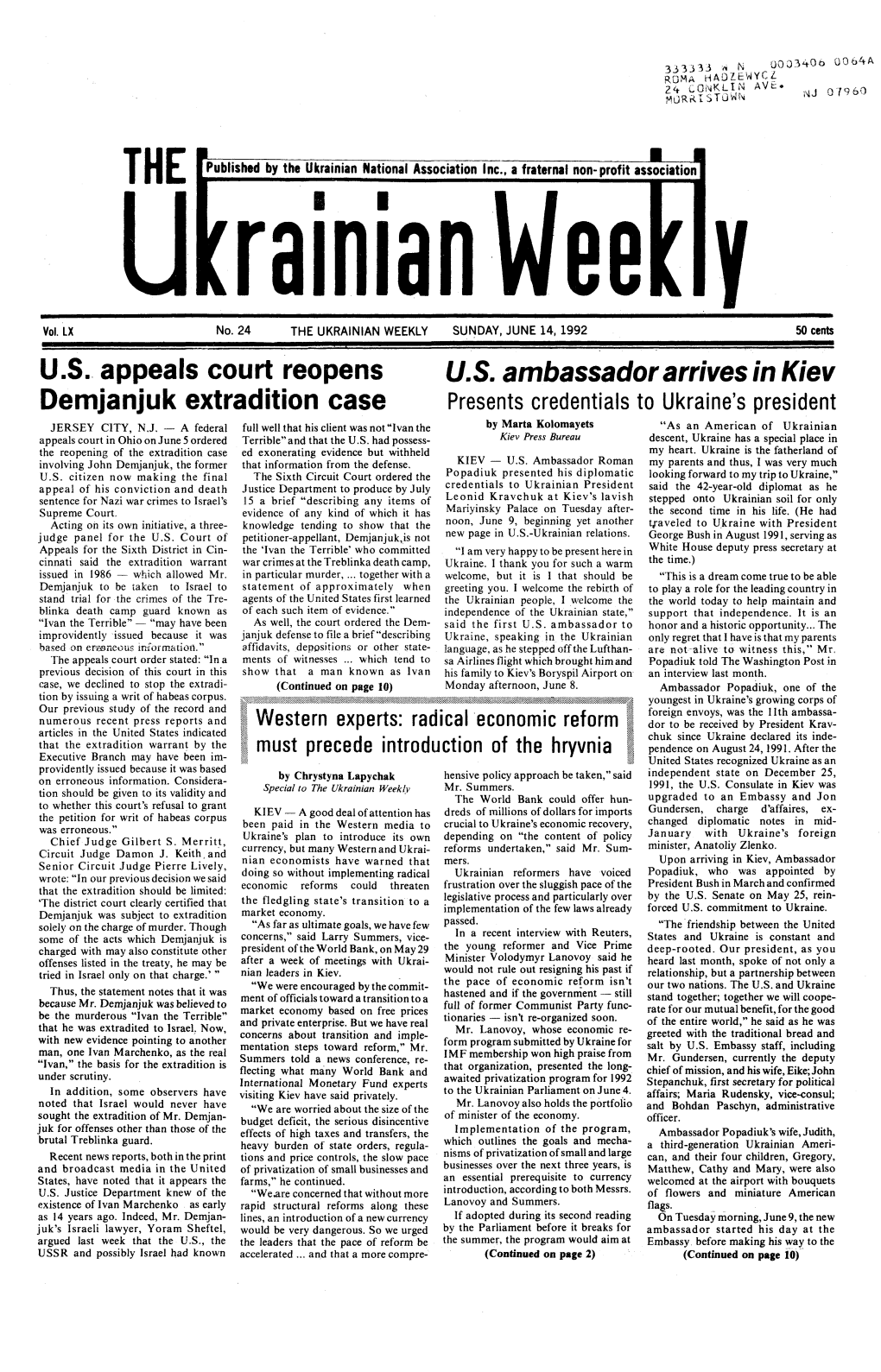 The Ukrainian Weekly 1992, No.24