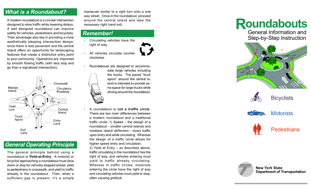 Roundabouts Safety for Vehicles, Pedestrians and Bicyclists