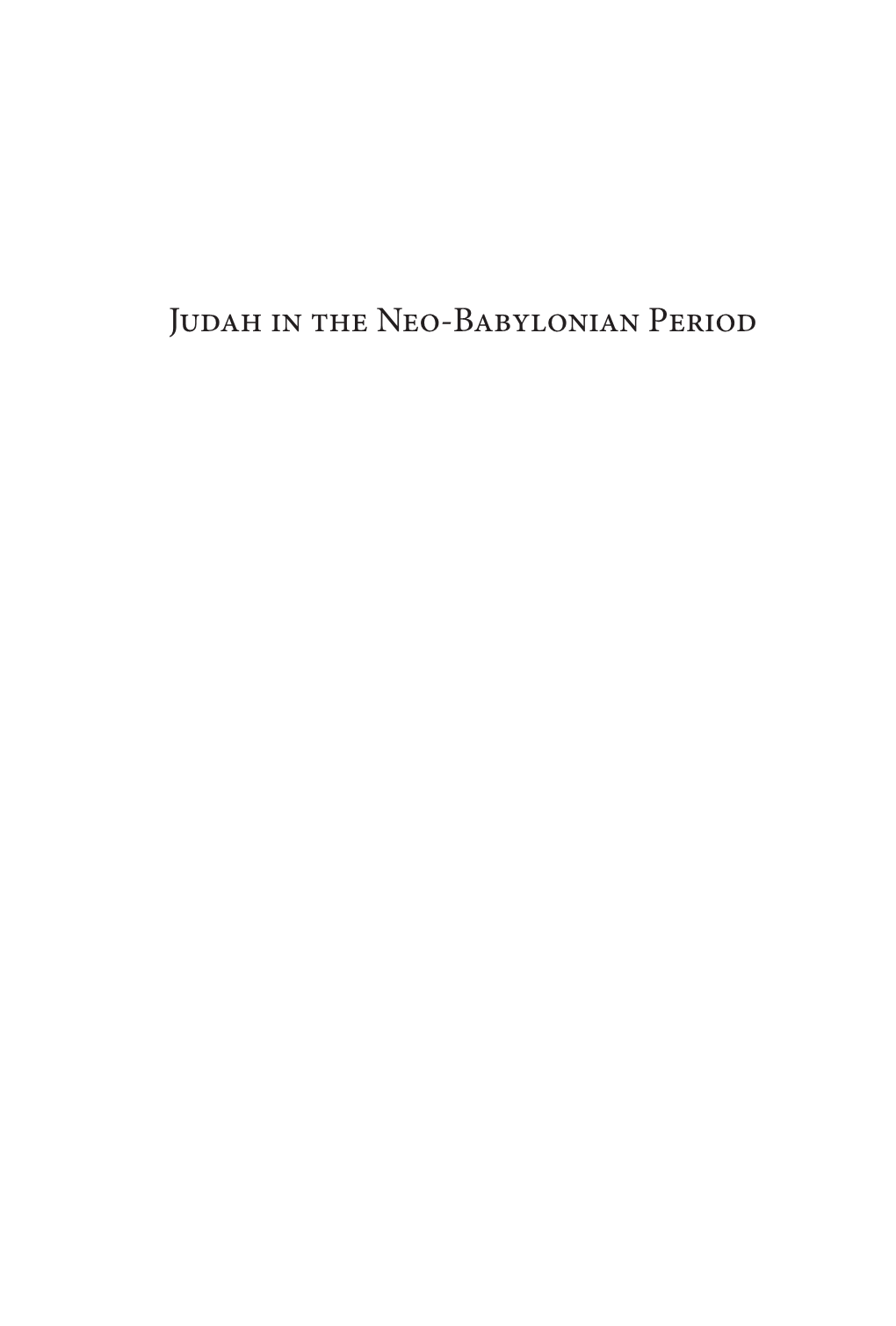 Judah in the Neo-Babylonian Period Archaeology and Biblical Studies