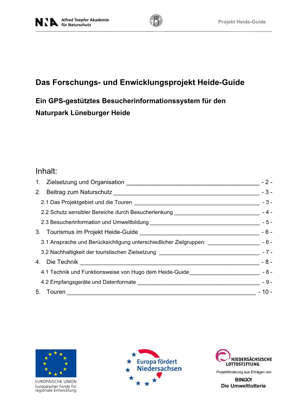 Und Enwicklungsprojekt Heide-Guide Inhalt