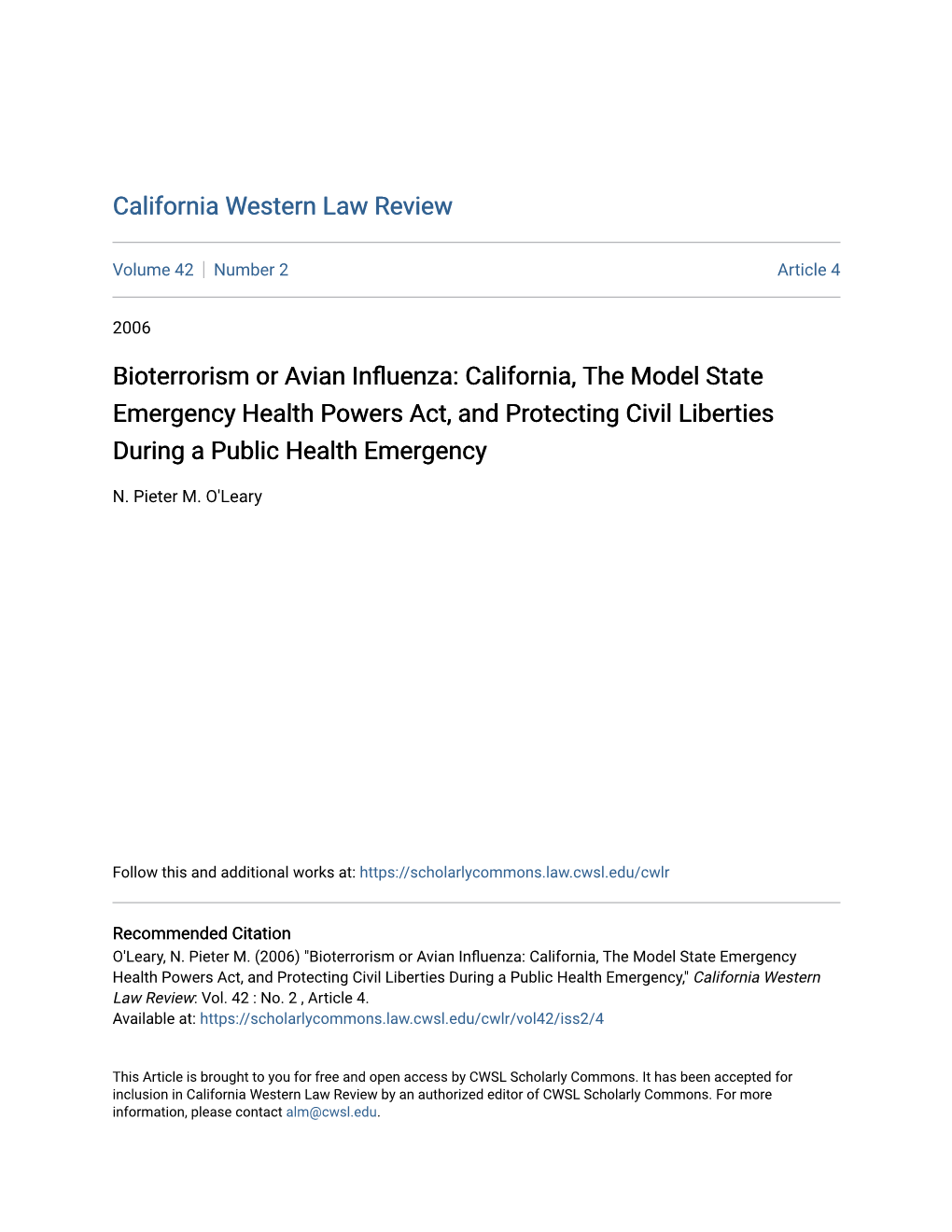 California, the Model State Emergency Health Powers Act, and Protecting Civil Liberties During a Public Health Emergency