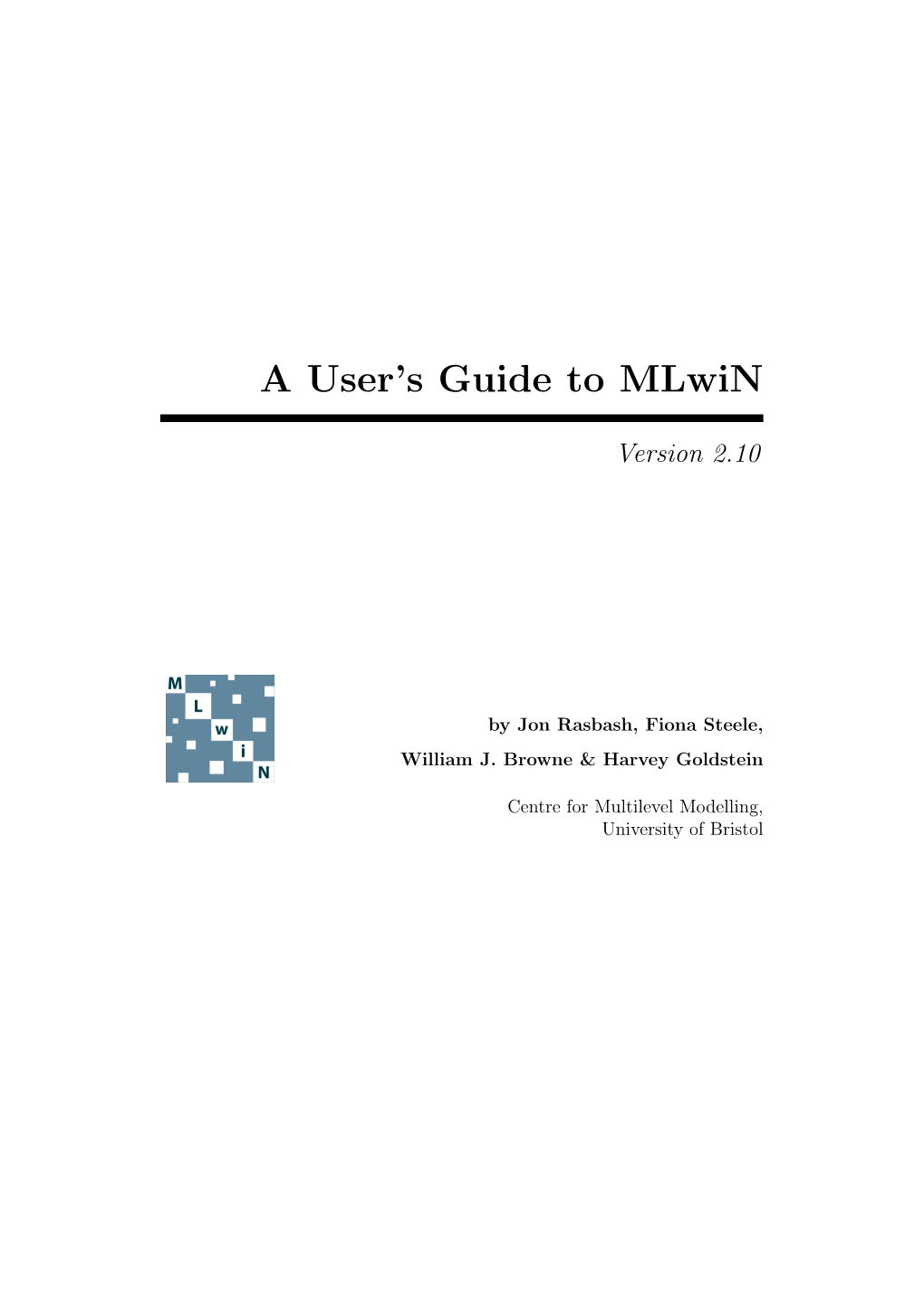 A User's Guide to Mlwin