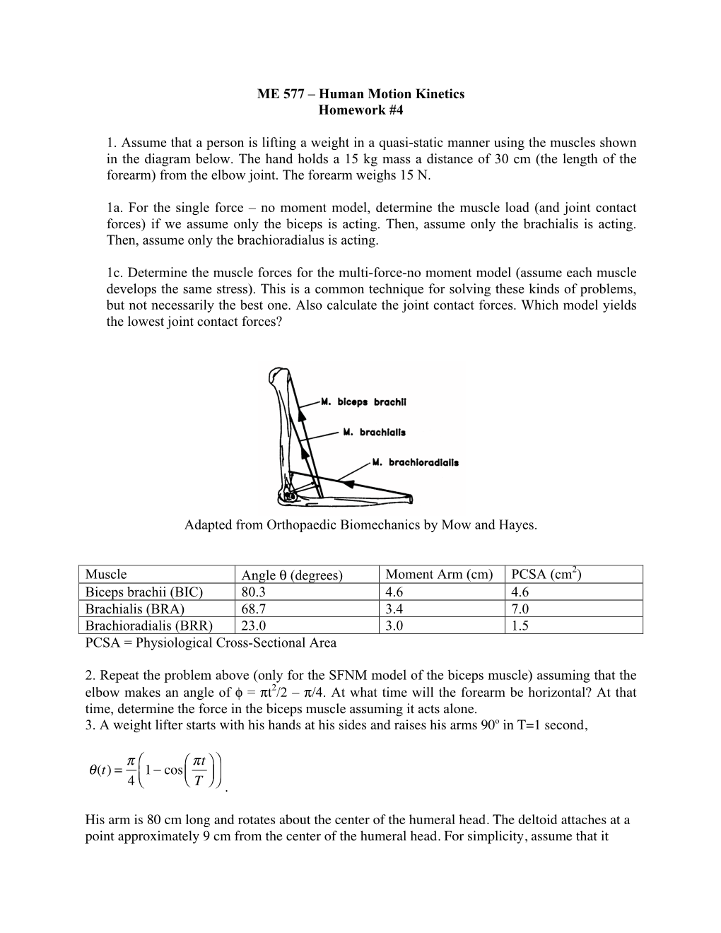 Human Motion Kinetics Homework #4 1. Assume That a Person Is Lifting A